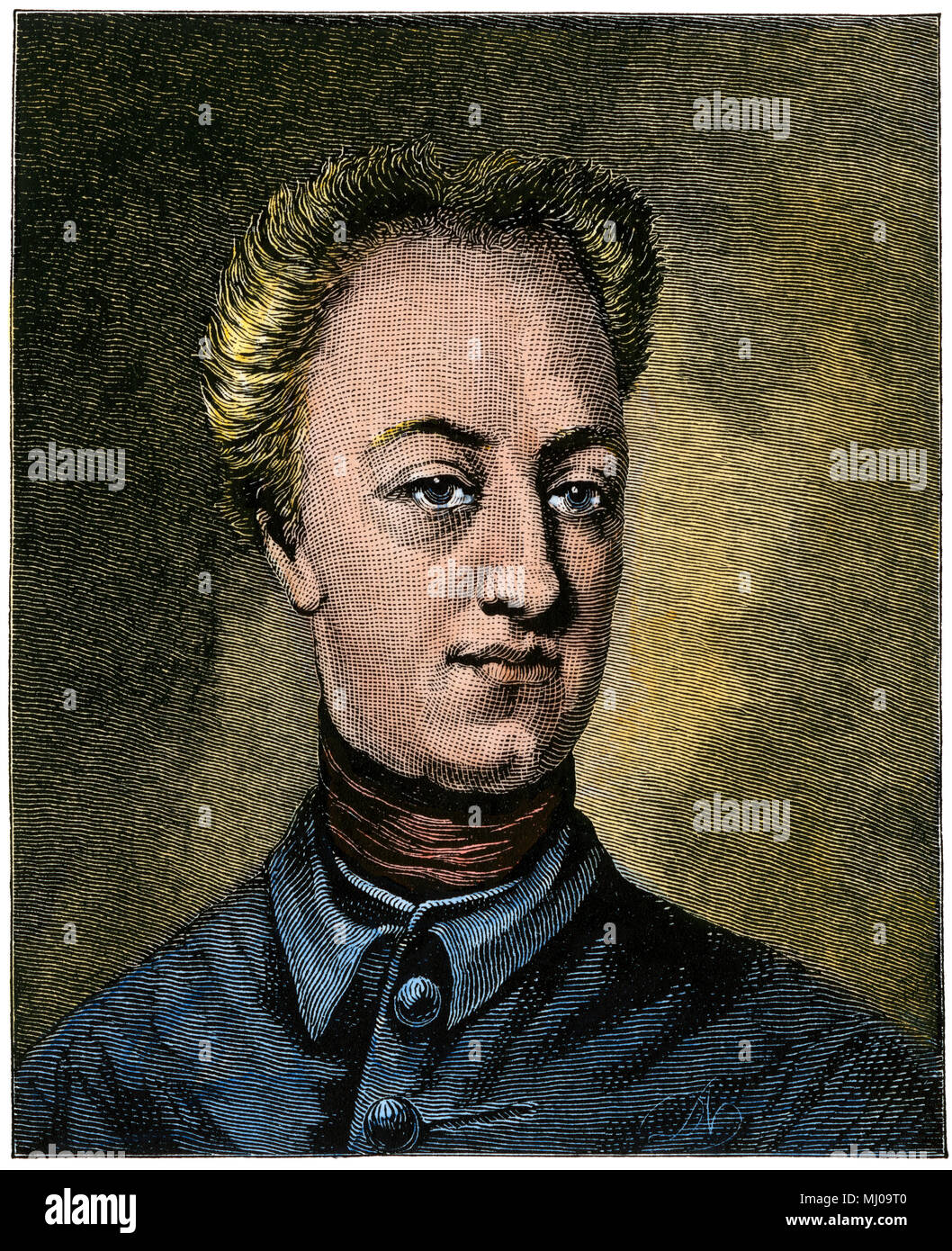 Charles XII, King of Sweden. Hand-colored woodcut Stock Photo