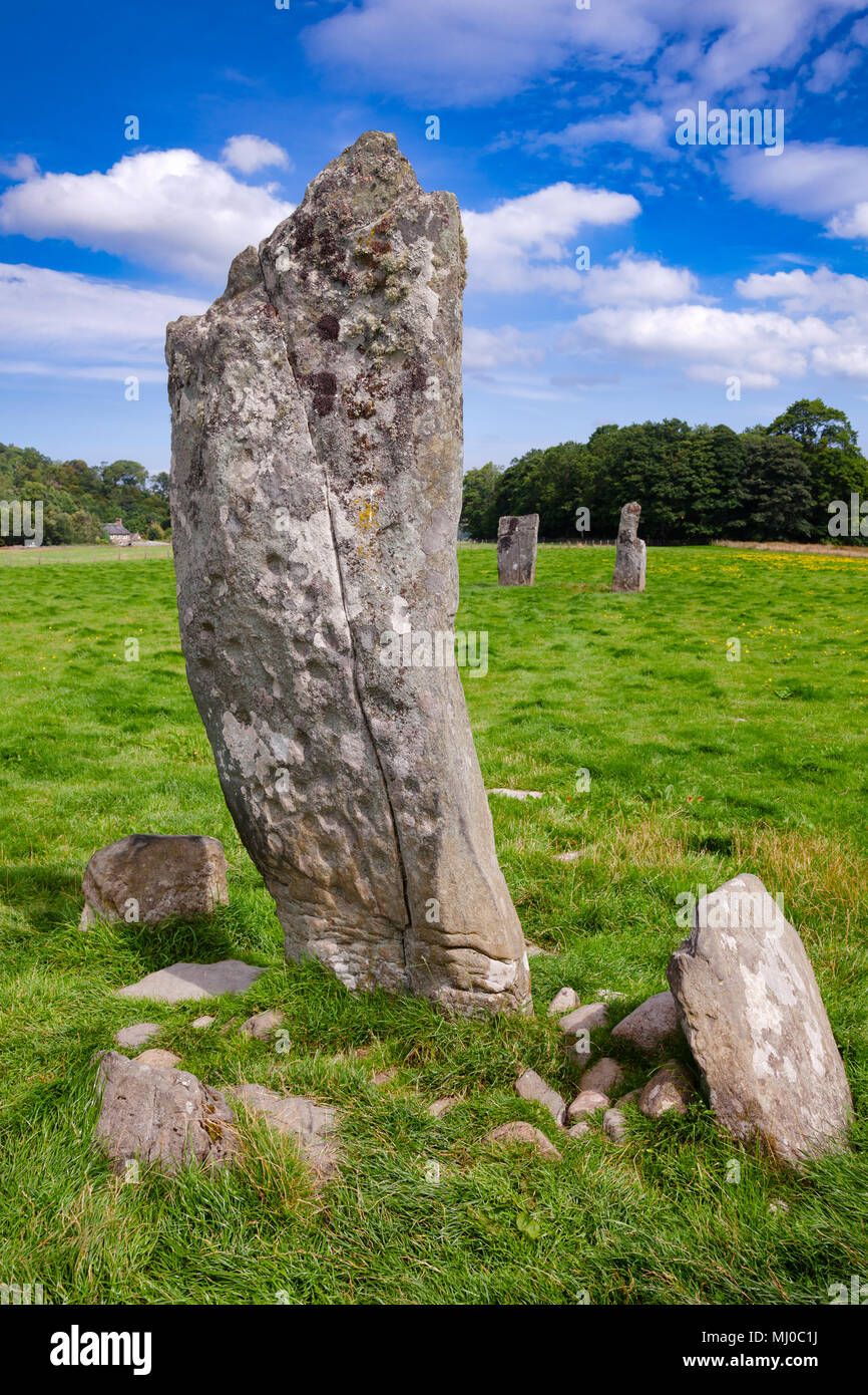 Cup marked Standing Stones at Nether Largie prehistoric site  Kilmartin Glen near Kintyre, Argyll and Bute, Scotland, UK Stock Photo