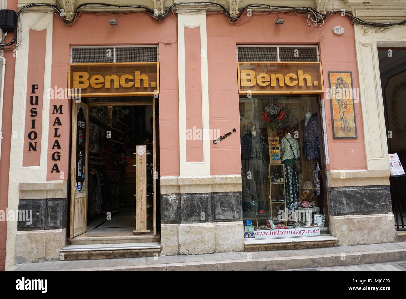 Bench store in Malaga Spain Stock Photo