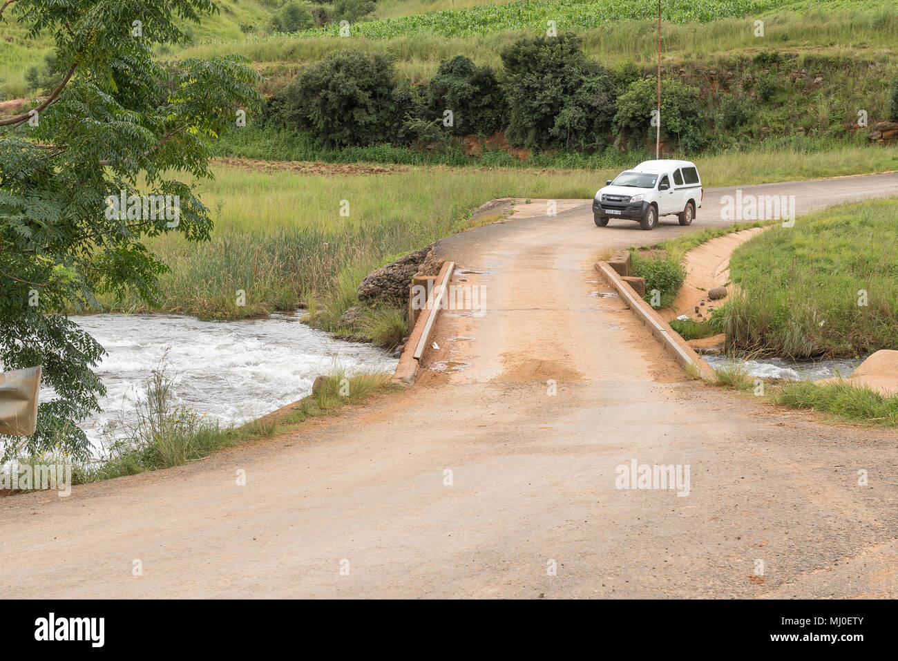 WINTERTON, SOUTH AFRICA MARCH 18, 2018 A vehicle is about to cross