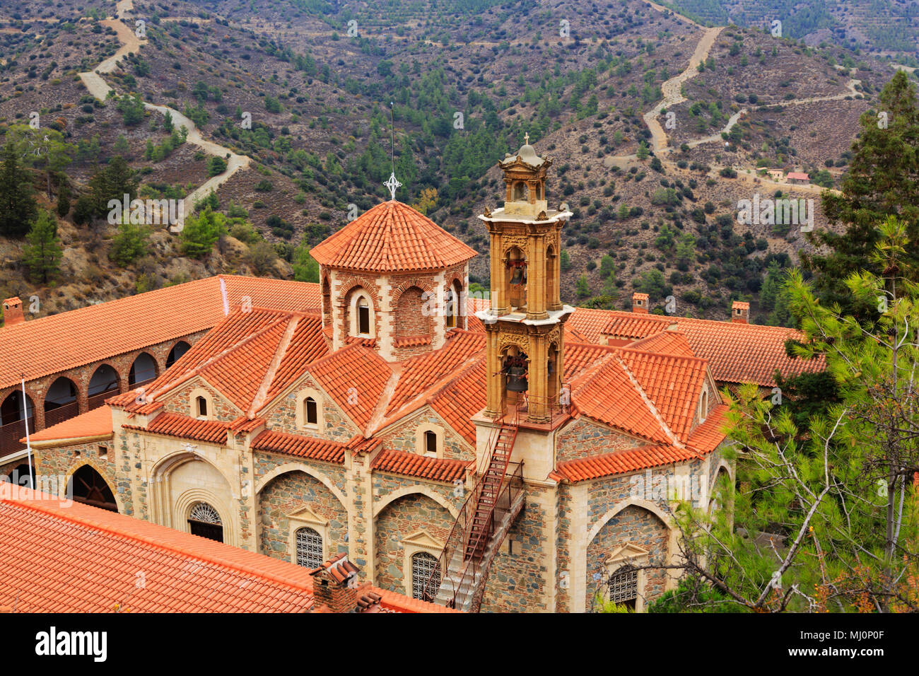 Panagia Machairas Monastery on the Troodos mountains foothills, Cyprus. Stock Photo