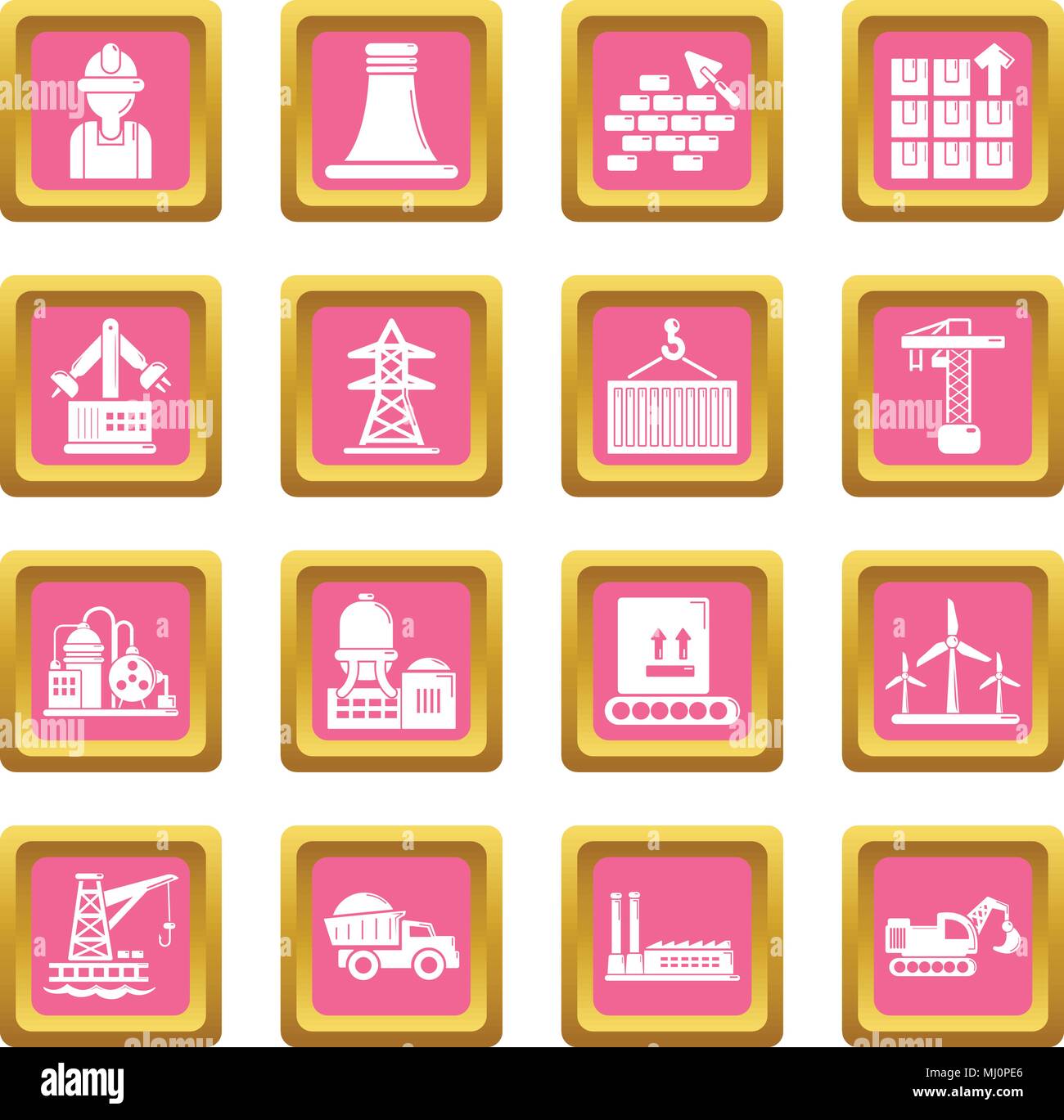Industry icons set pink square vector Stock Vector Image & Art - Alamy
