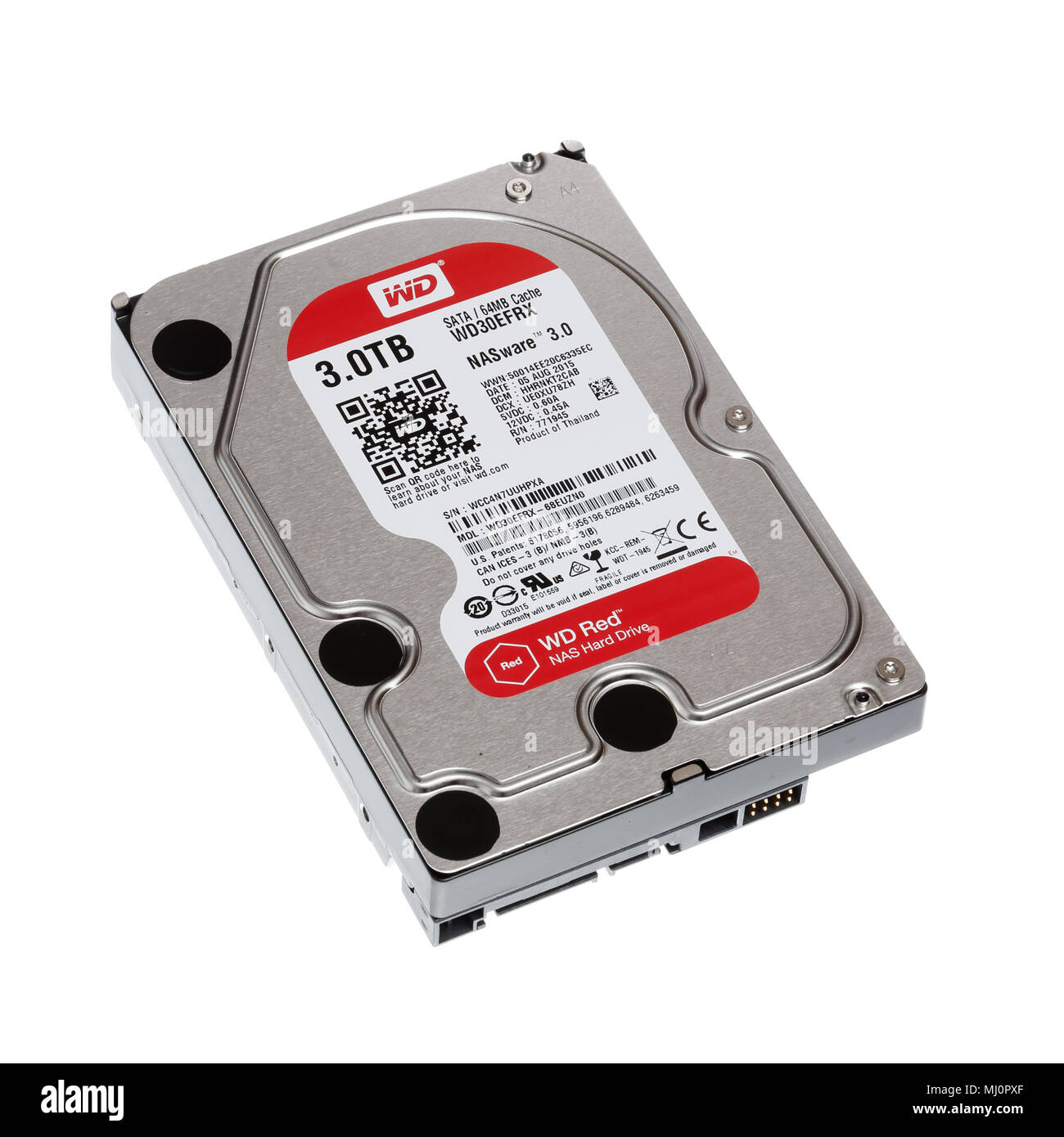 Stockholm, Sweden - October 17, 2015: Western Digital Red 3.5 inch hard  drive 3.0 TB for use in NAS systems isolated on white Stock Photo - Alamy