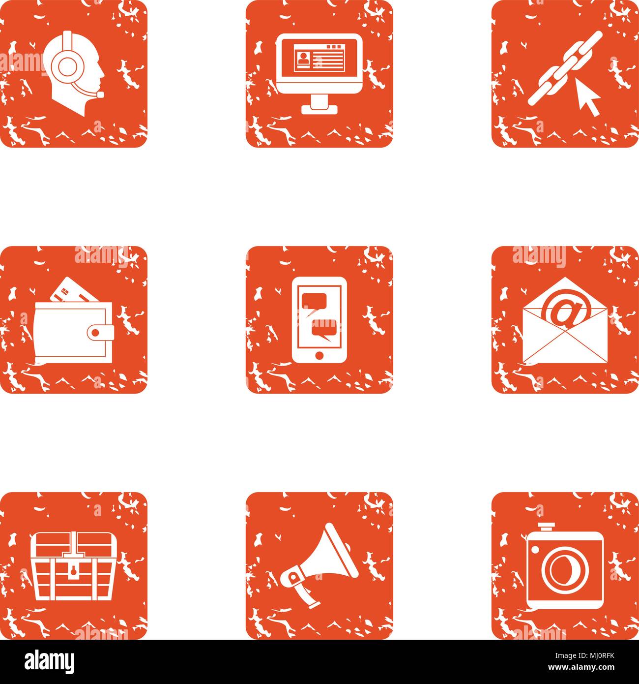 Engineering mail icons set, grunge style Stock Vector