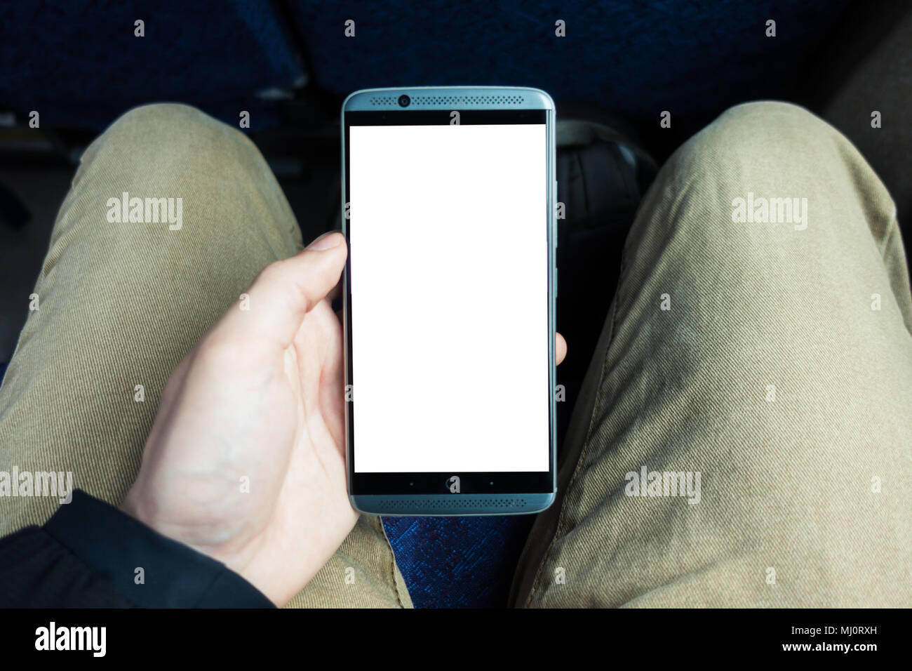 Billboard Rectangular White Mockup on the Phone Stock Photo