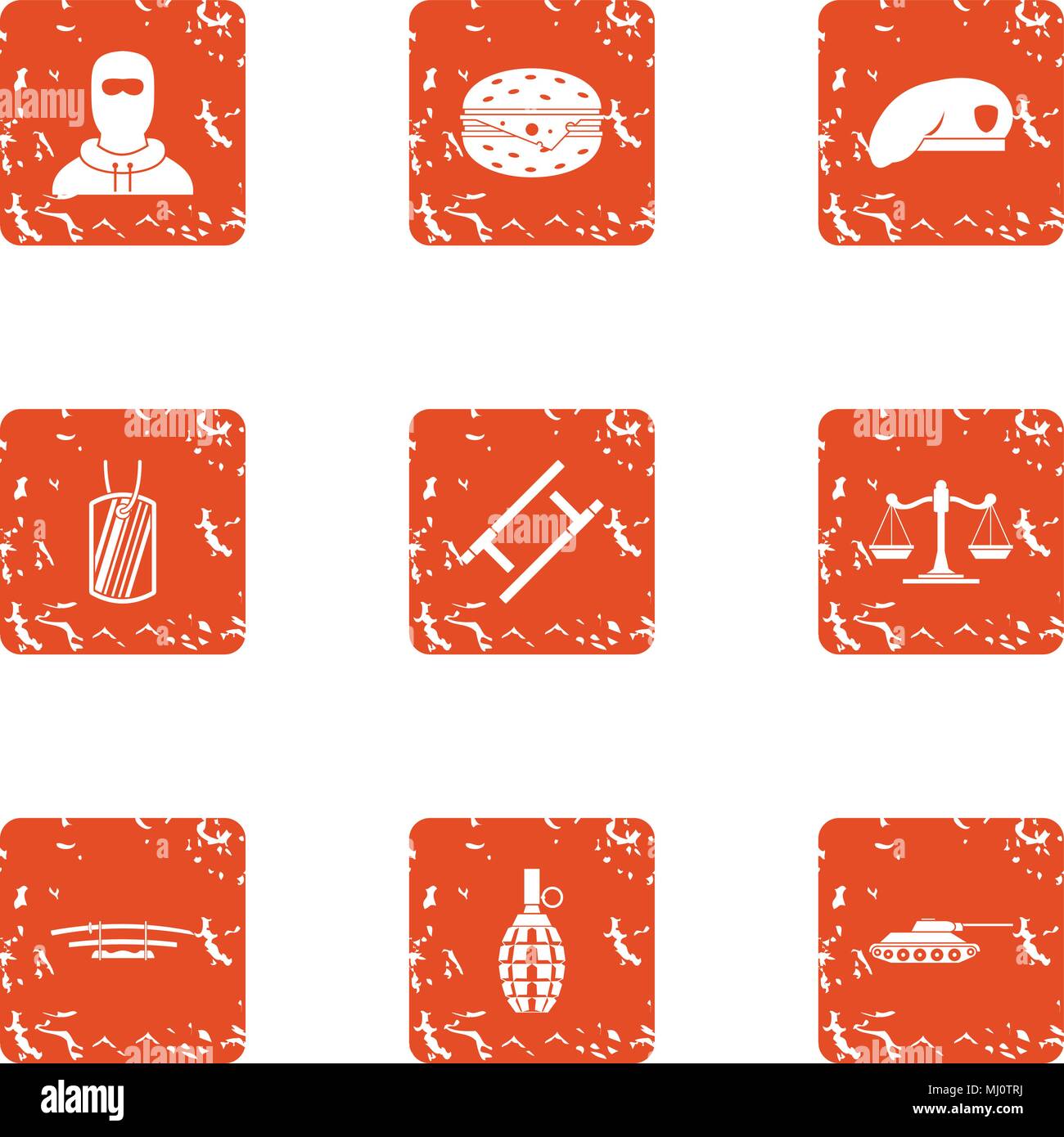 Risk icons set, grunge style Stock Vector
