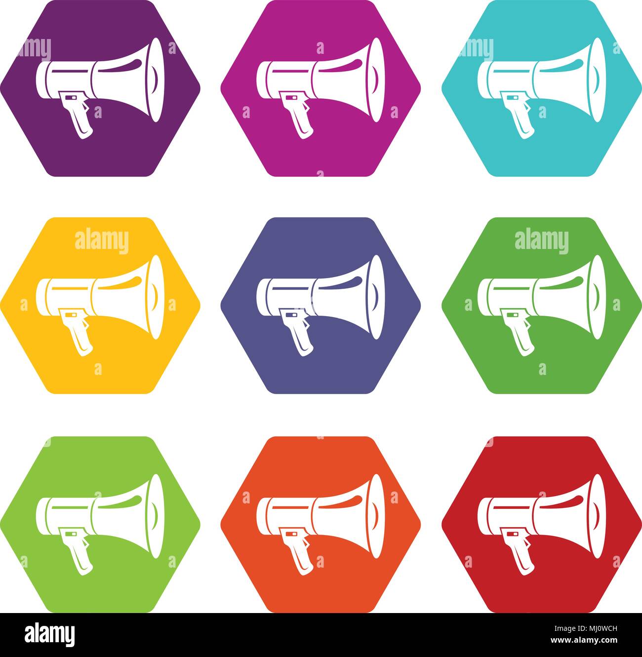 Megaphone icons set 9 vector Stock Vector Image & Art - Alamy