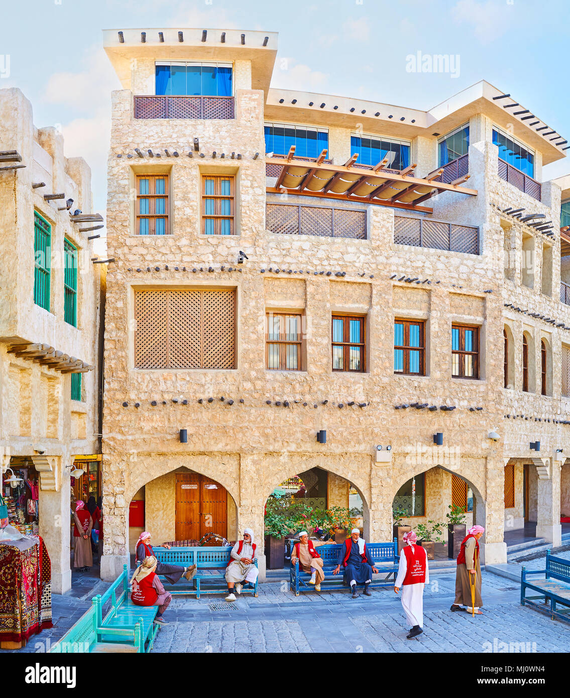 DOHA, QATAR FEBRUARY 13, 2018 Panorama of restored traditional