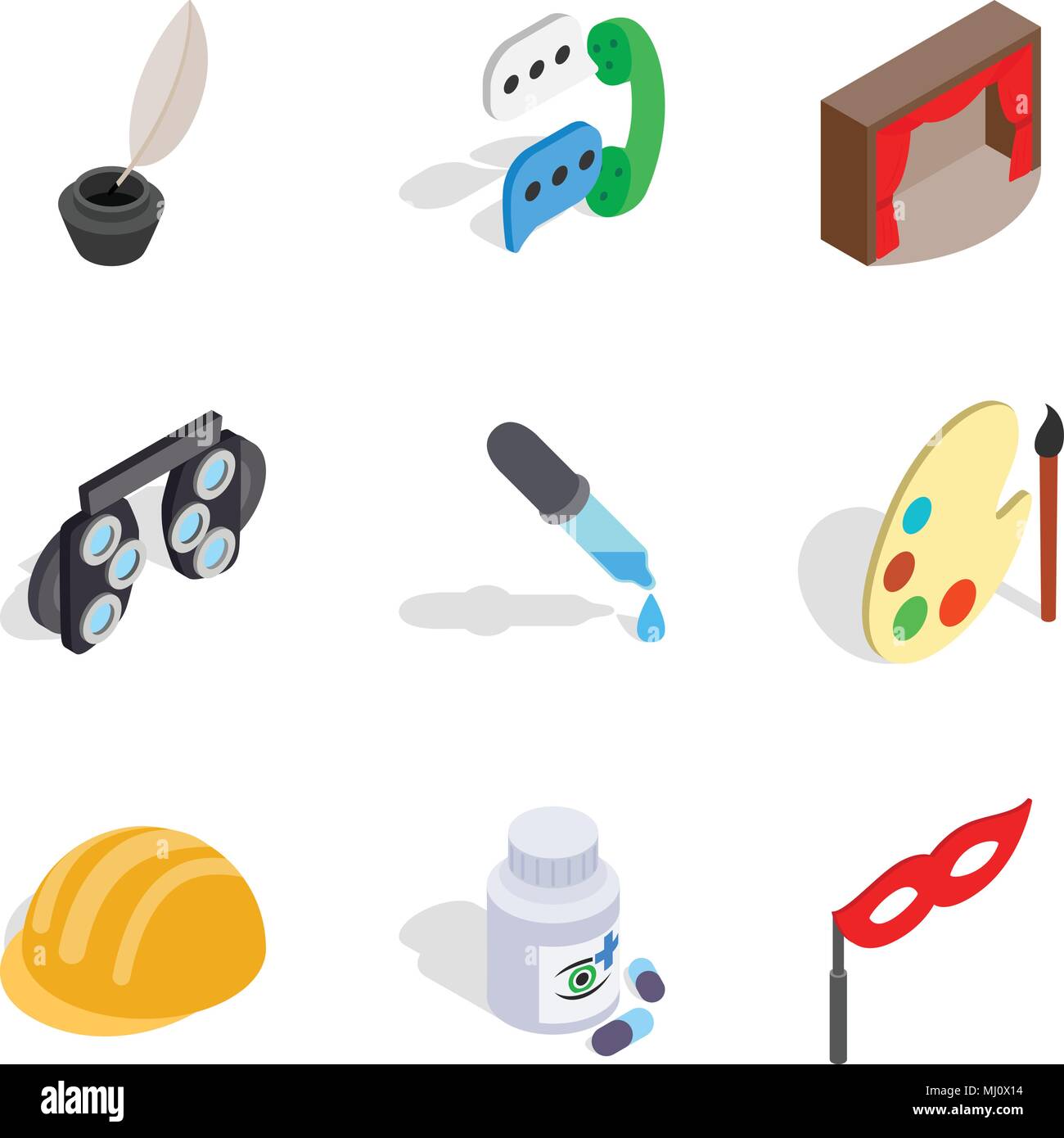 Scientific direction icons set, isometric style Stock Vector