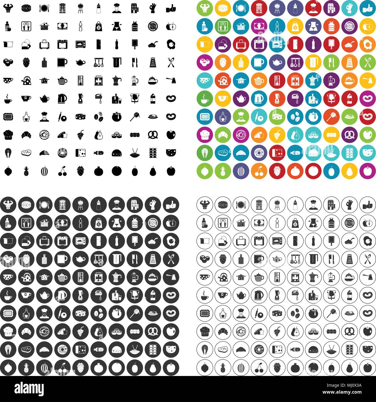 100 breakfast icons set vector variant Stock Vector Image & Art - Alamy