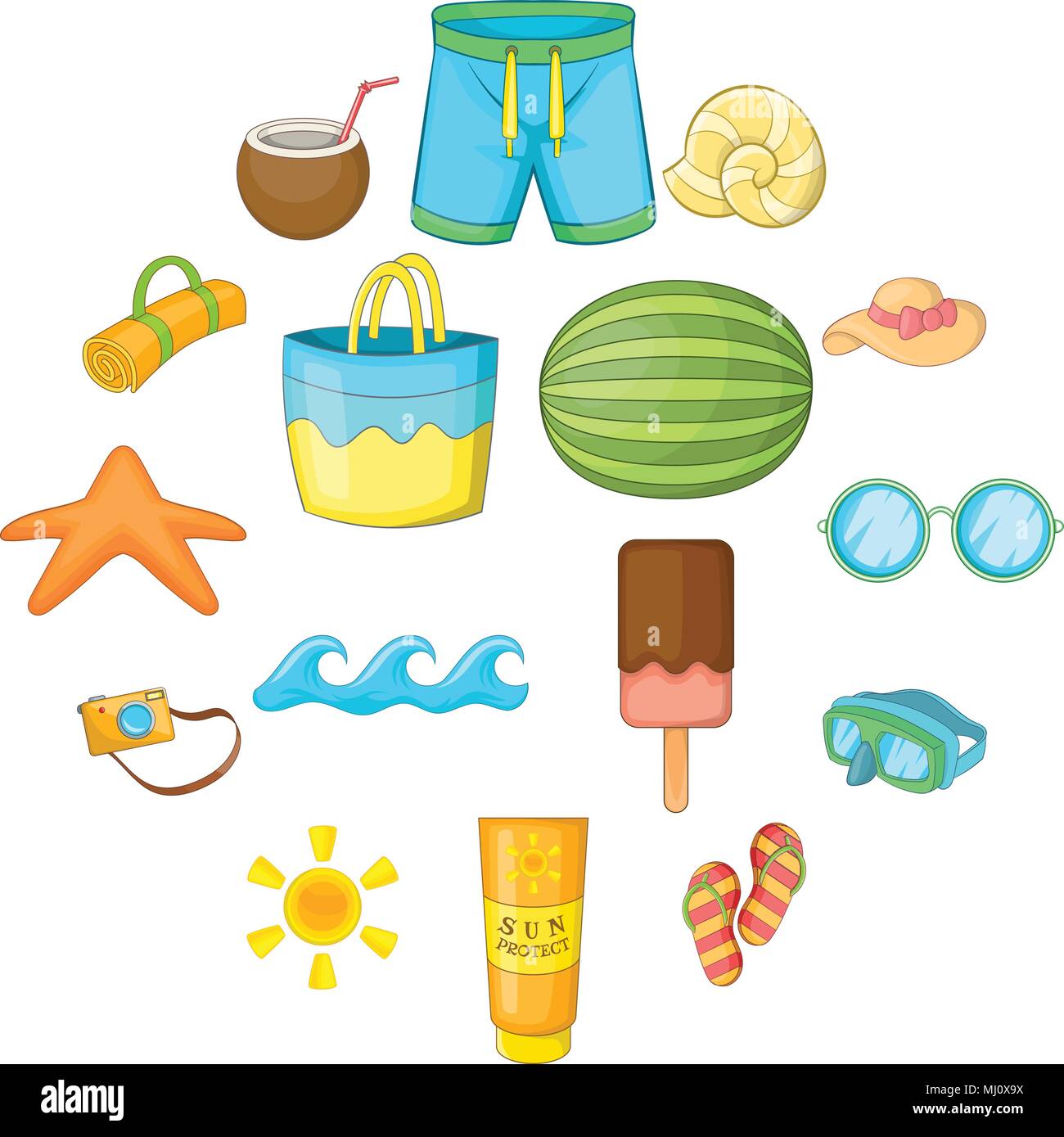 Summer items icons set, cartoon style Stock Vector Image & Art - Alamy