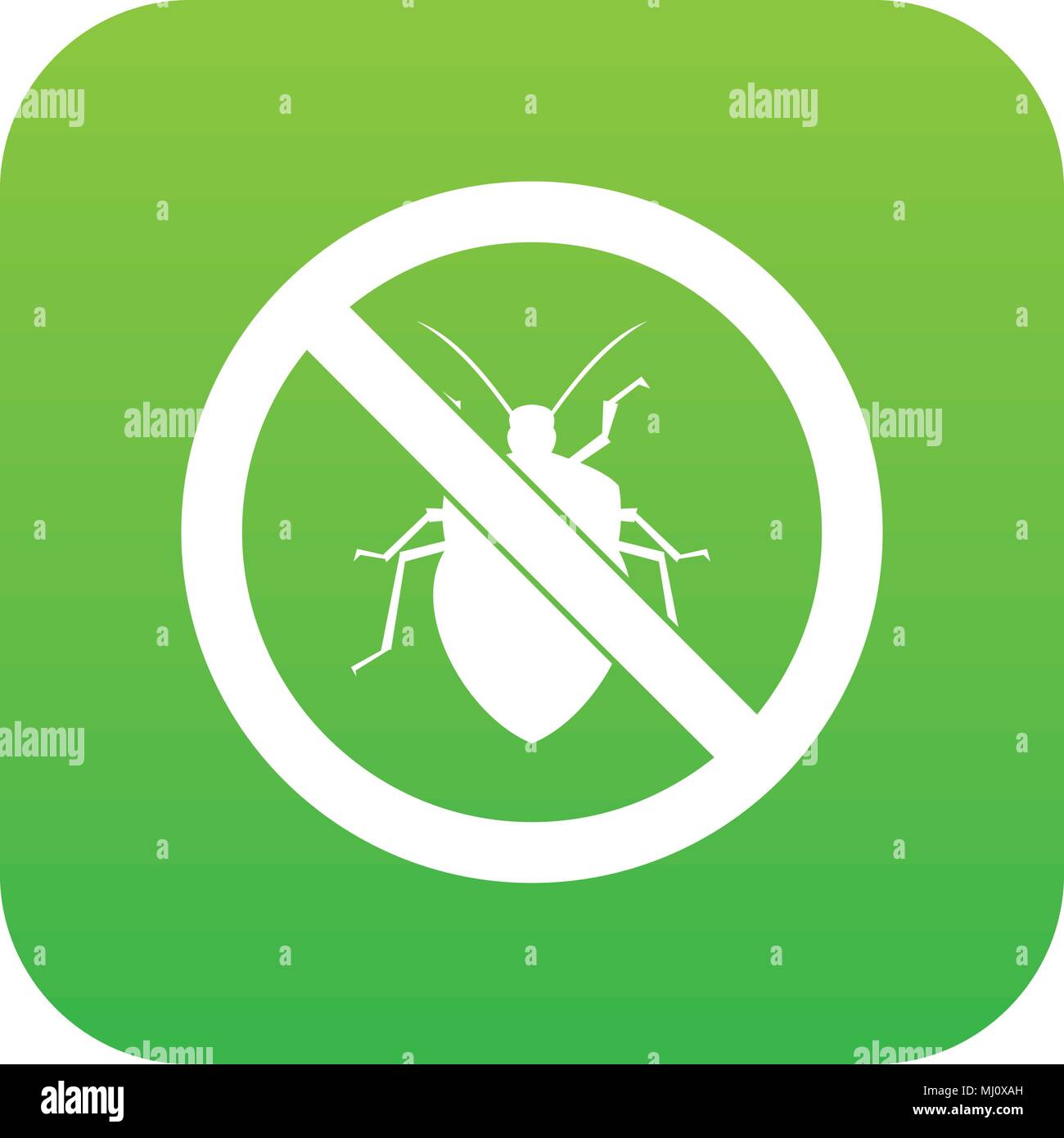 No bug sign icon digital green Stock Vector