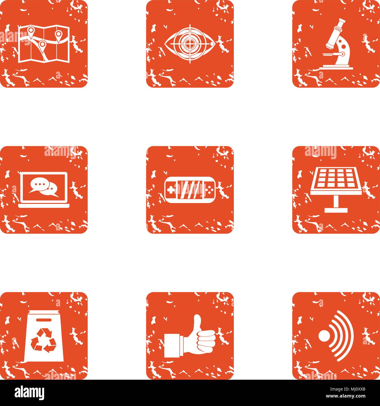 Scientific cognition icons set, grunge style Stock Vector