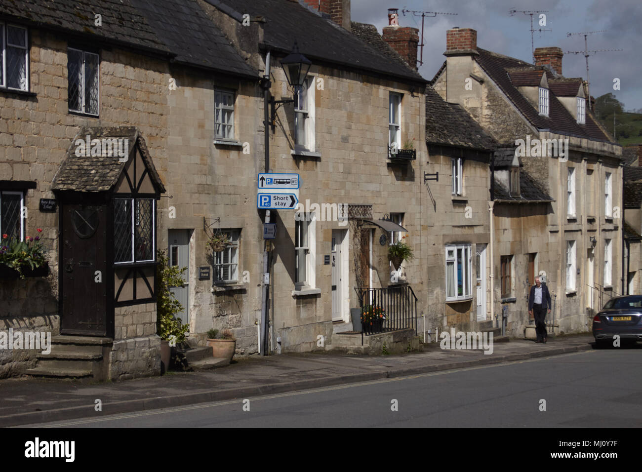 Traditional terraced Cotswold houses in Gloucestershire