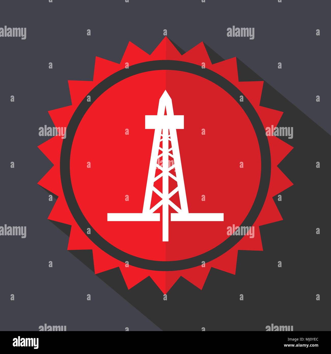 Drilling red sticker flat design vector icon Stock Vector