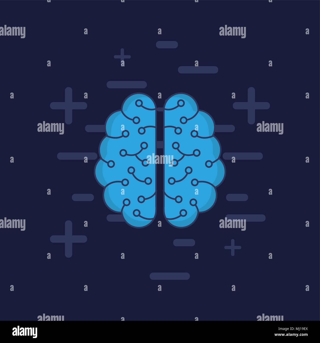 brain icon over blue background, colorful design. vector illustration ...