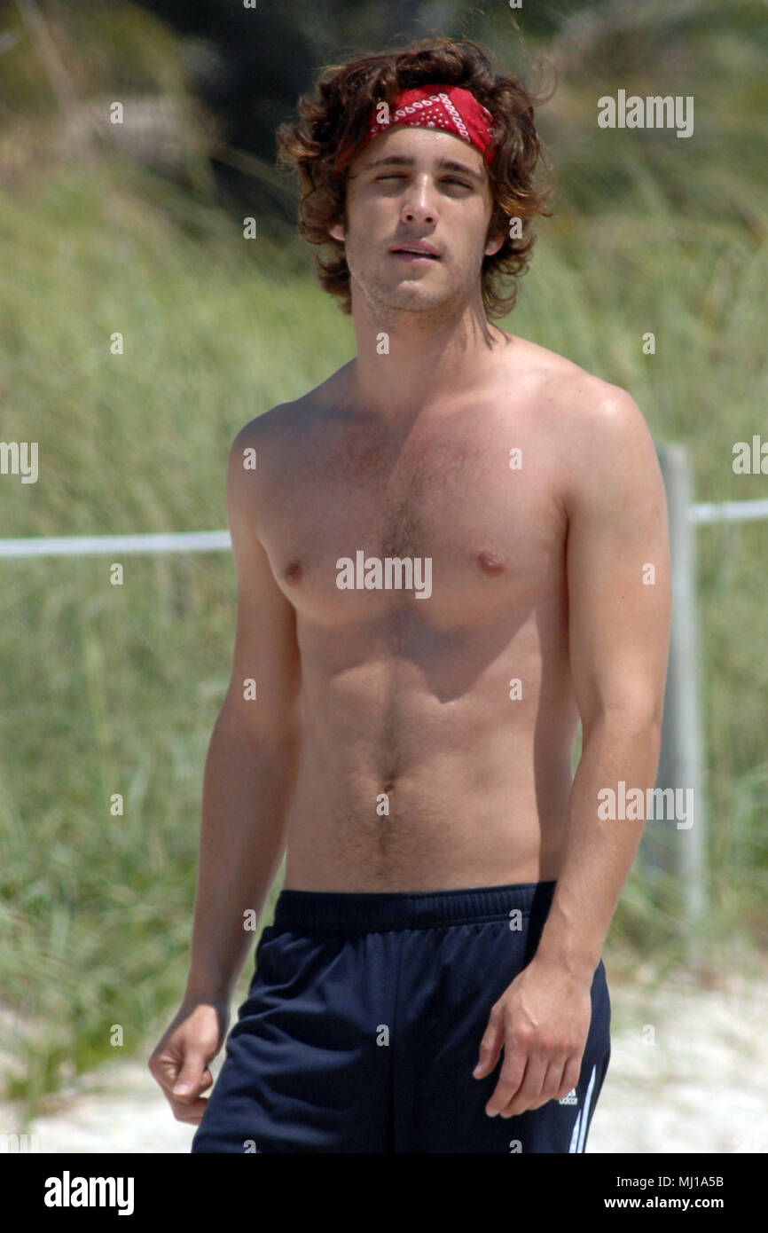 MIAMI BEACH, FL - MAY 19:  Star of the upcoming movie Rock Of Ages, Diego Boneta was seen working out on Miami Beach.  Diego Andrés González Boneta (born November 29, 1990 in Mexico City) is a Mexican singer and actor. He is best known for playing Rocco in the Mexican soap opera Rebelde and recurring character Javier Luna in the series 90210. He recently recorded his self-titled debut album with his first single, Responde in 2005 and a Brazilian version for the album, with songs in Portuguese was recorded in 2006. At the moment, the album was released in Mexico, Brazil and Chile. He appeared a Stock Photo