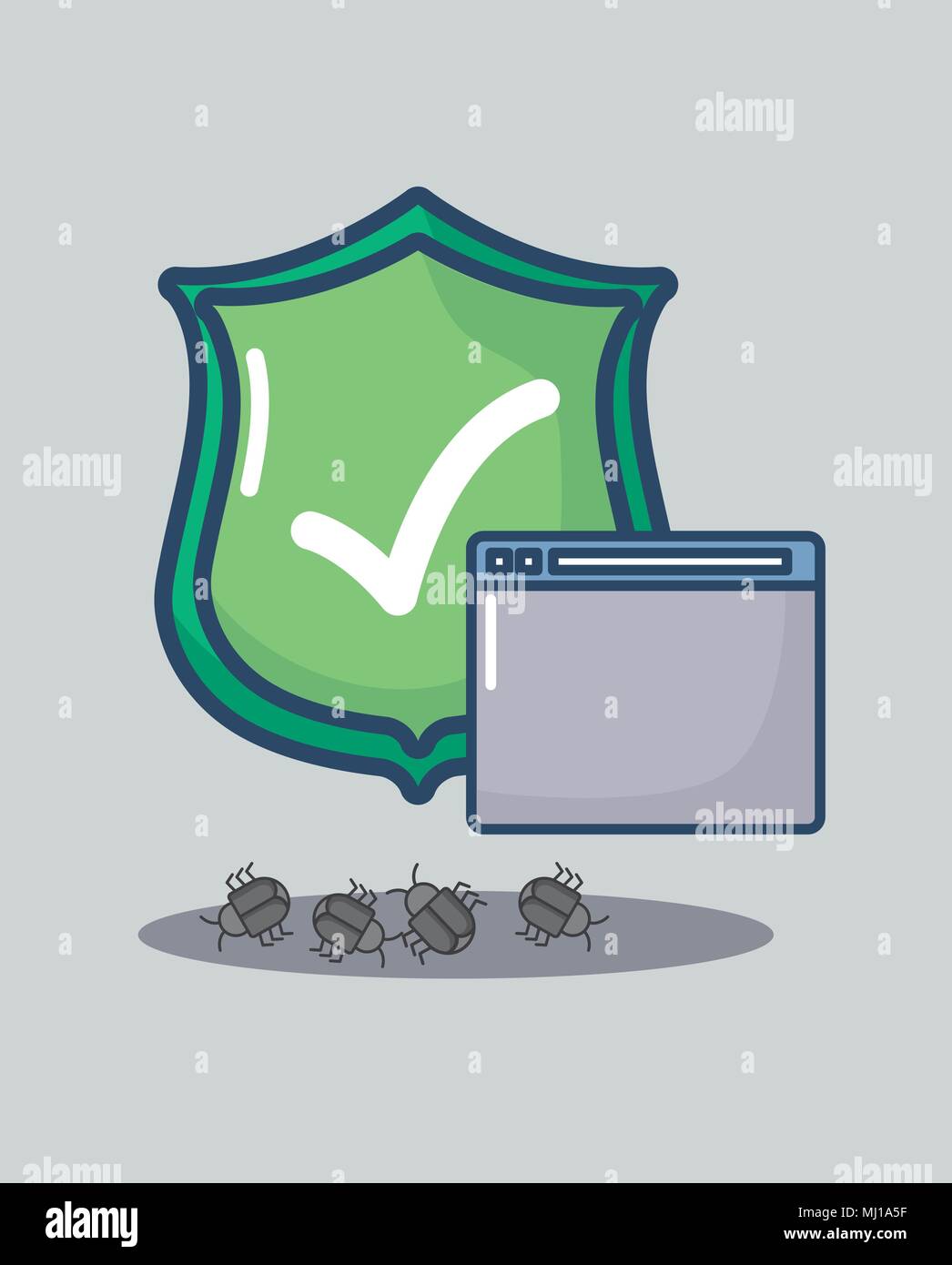 security shield and web interface over gray background, colorful design. vector illustration Stock Vector