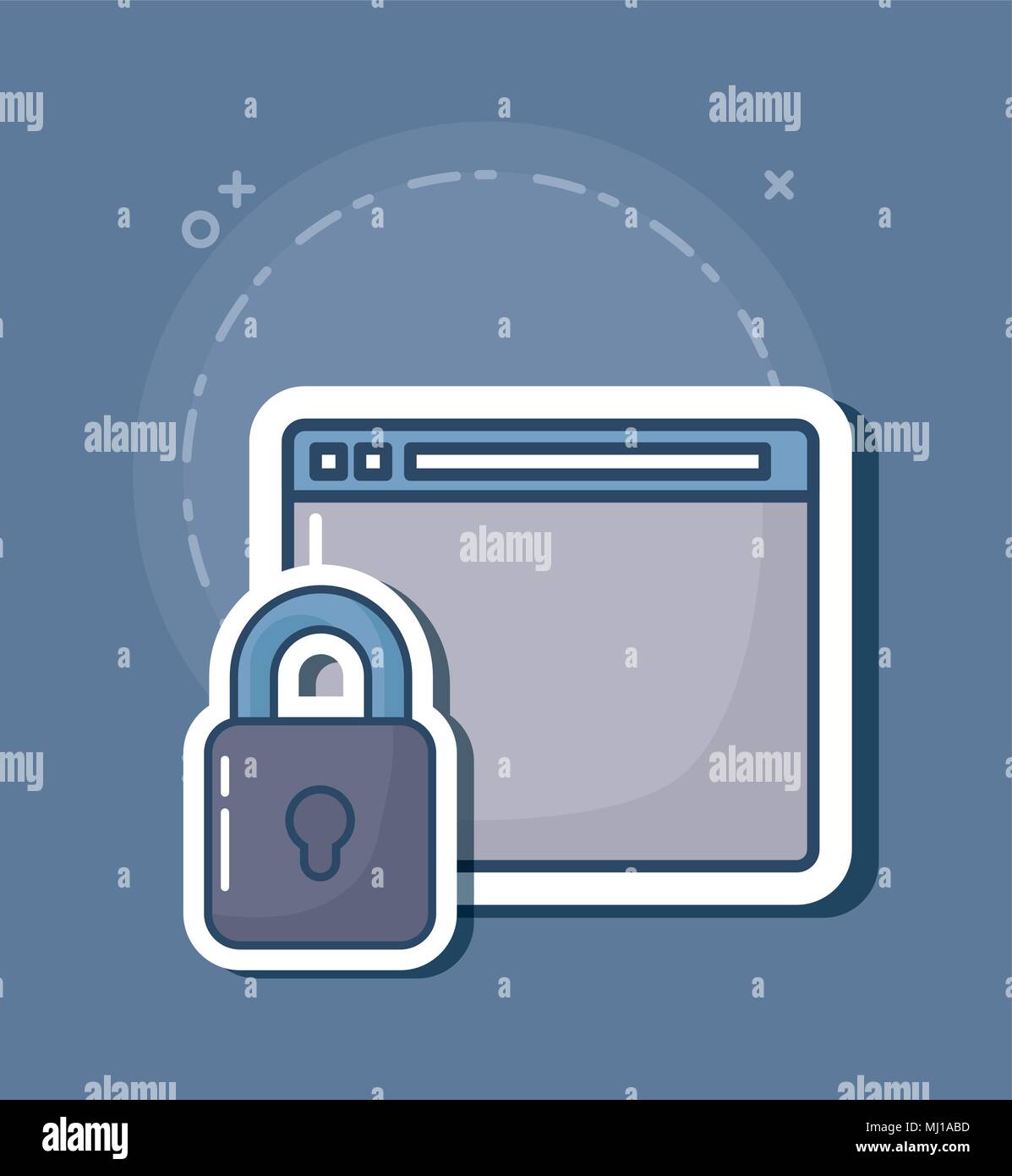 web interface with padlock over gray background, colorful design. vector illustration Stock Vector