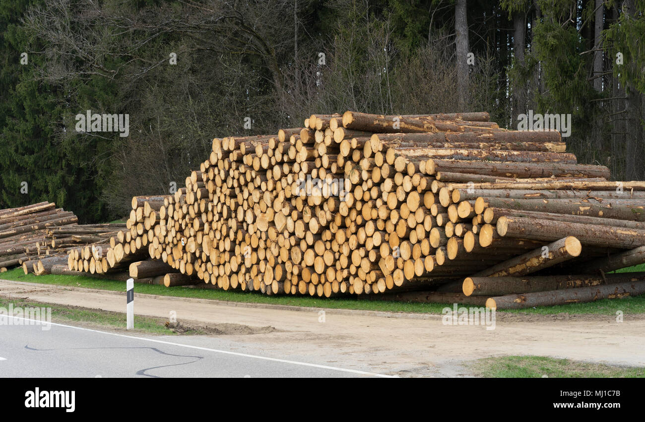 timber harvesting in the bavarian alpes,Germany Stock Photo