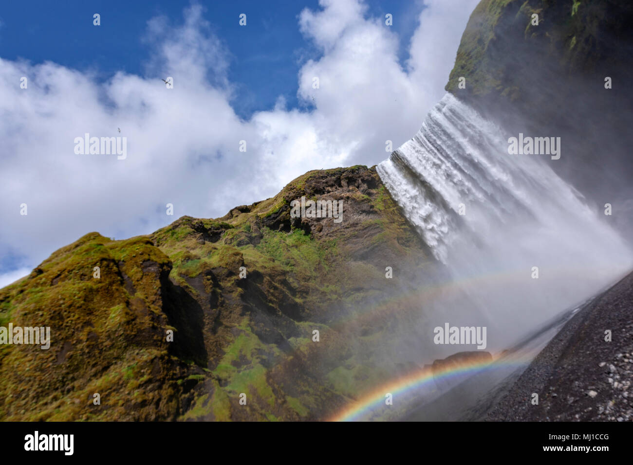 Skógafoss waterfall rainbow, Skógá River, Iceland Stock Photo - Alamy
