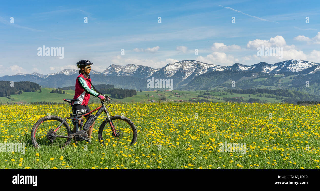 Mountainbiking in springtime in the Bregenzer Wald Mountains,Austria ...