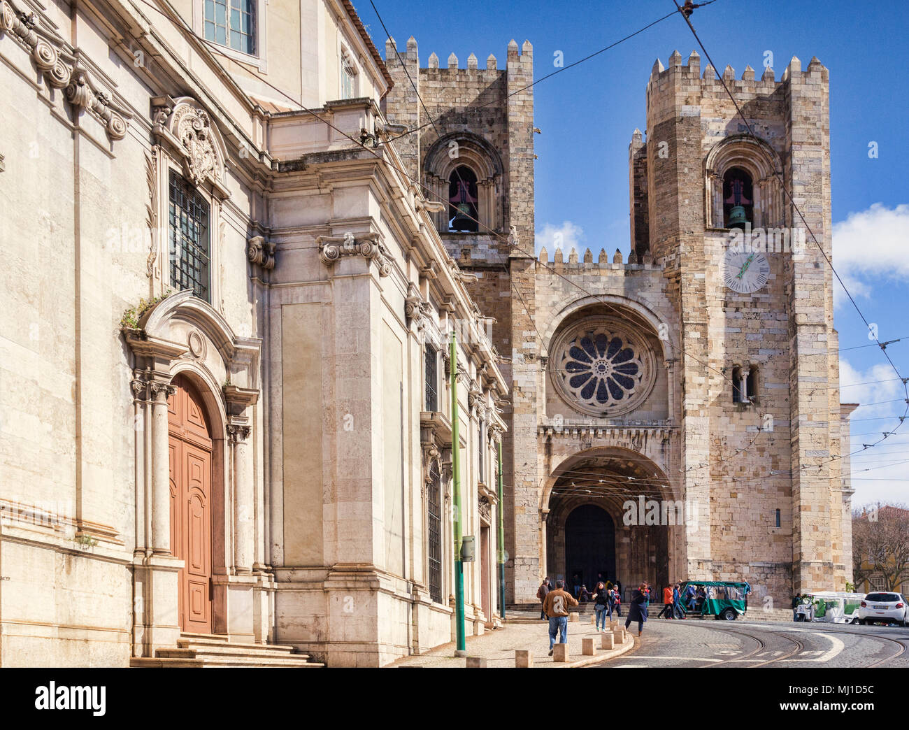 1 March 2018: Lisbon Portugal - The Roman Catholic Cathedral, situated in the Alfama District, the Old Town. Stock Photo