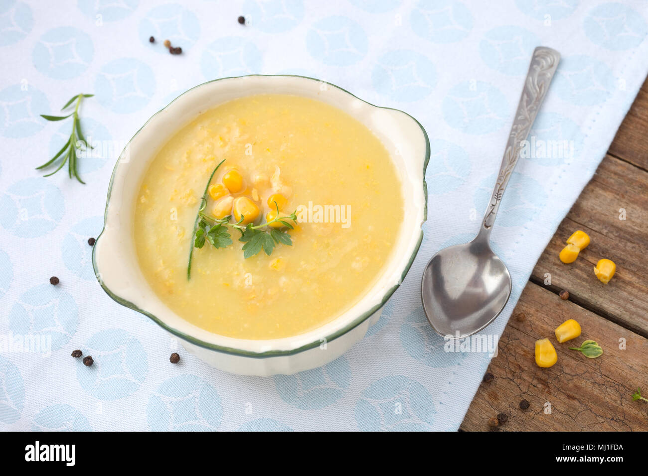 Creamy corn soup Stock Photo - Alamy