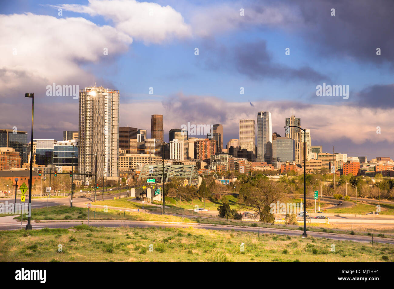 Beautiful Denver Colorado skyline at sunset Stock Photo Alamy