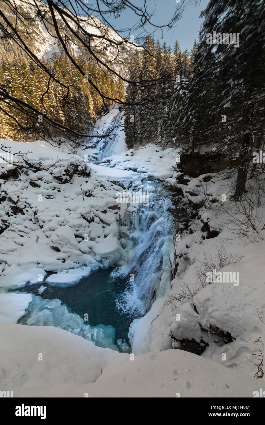 frozen krimml waterfall in the gerlos region of the austrian alps Stock ...