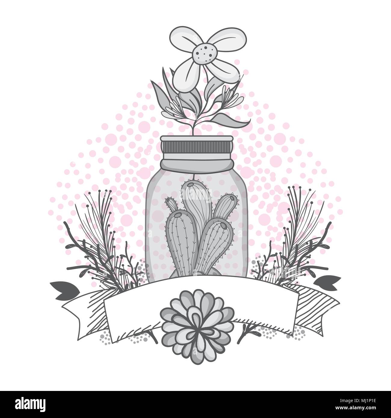 Flowers in mason jar drawing design Stock Vector Image & Art Alamy