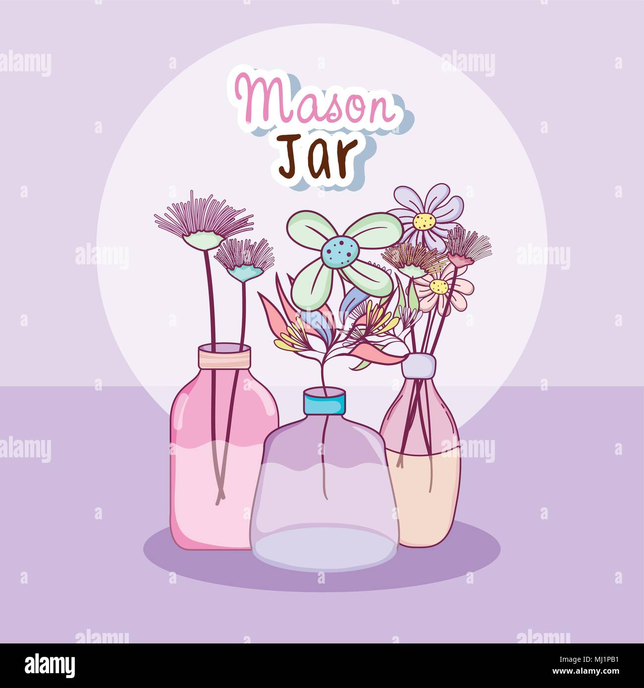 Mason jar with flowers Stock Vector Image & Art - Alamy