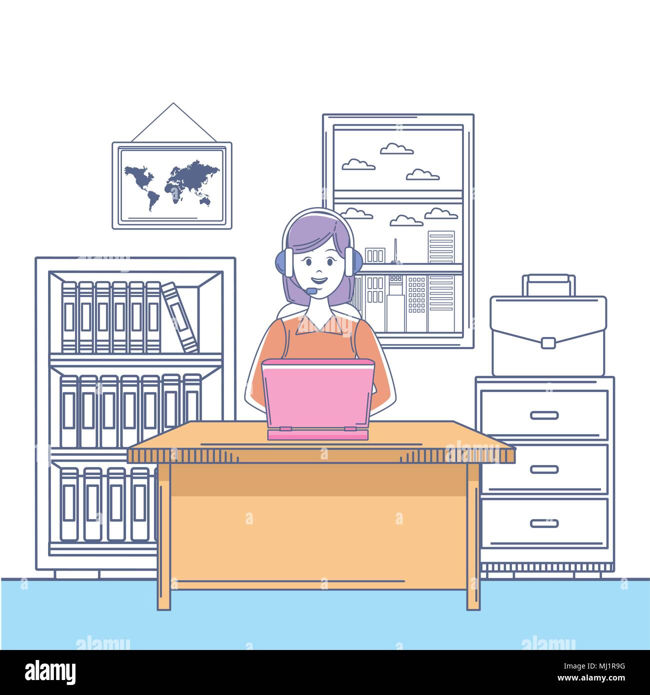 Office desk laptop drawer Stock Vector Images - Alamy