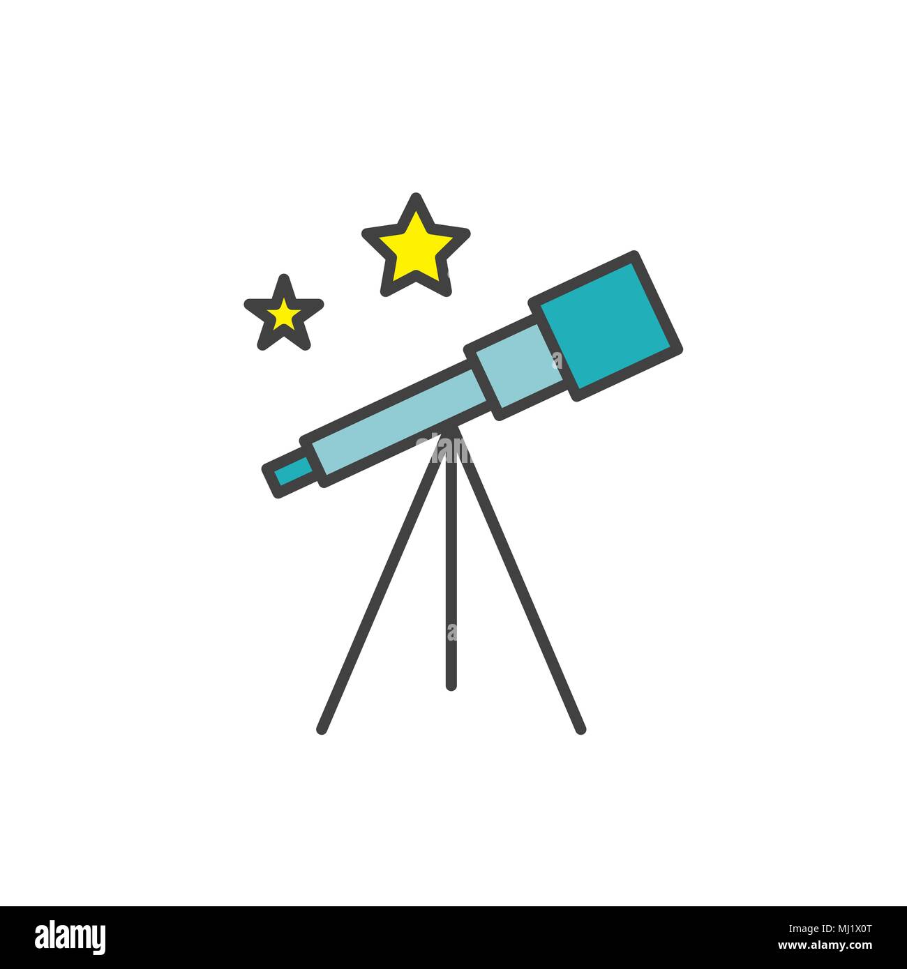 Space Travel icon w Telescope - Tourism to Outer Space - Exploration Astrotourism Stock Vector