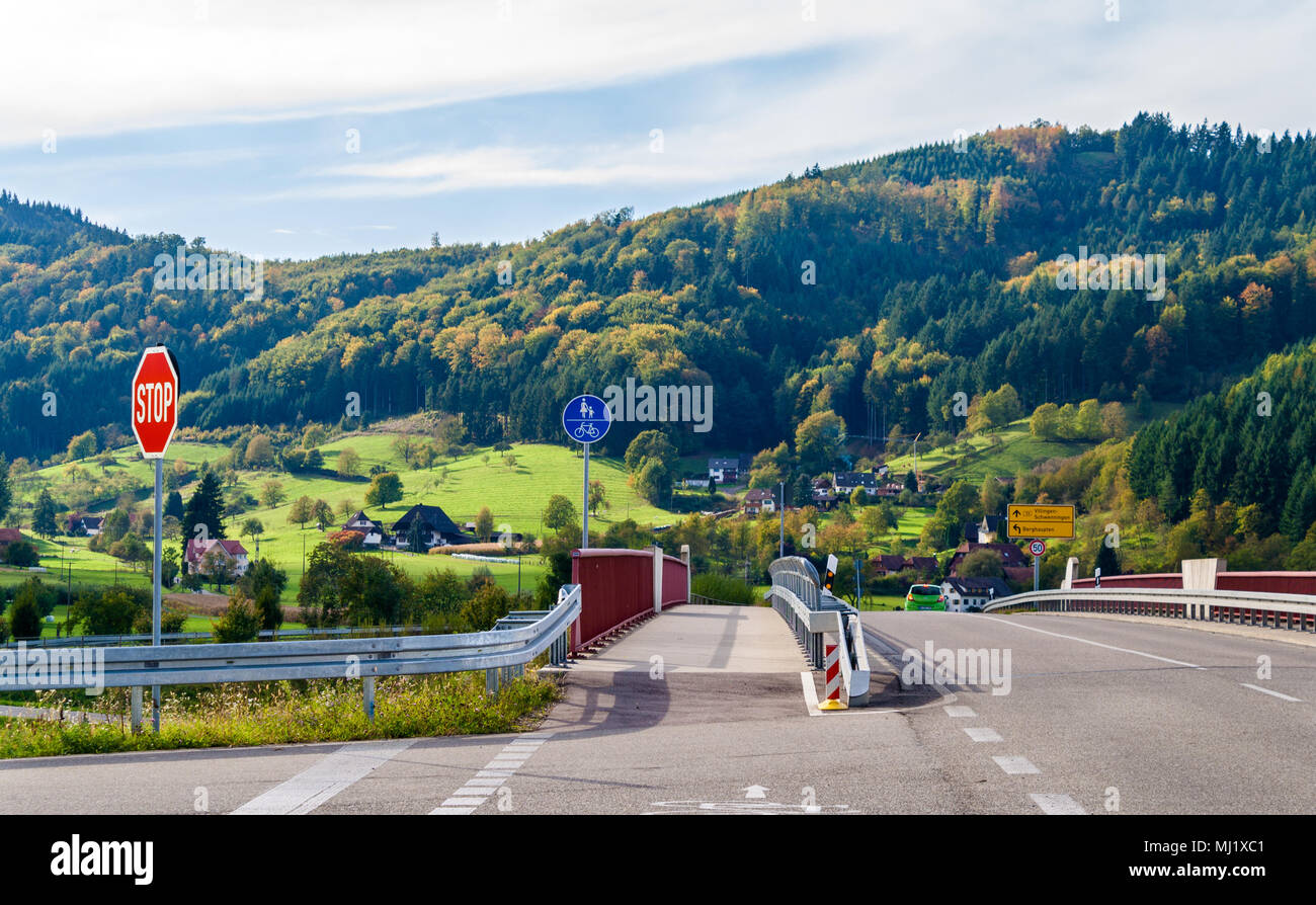 Crossroad in the Black Forest mountains. Germany, Baden-Wurttemb Stock Photo