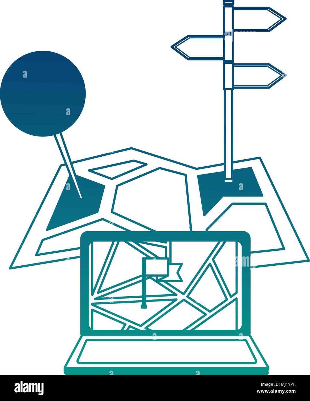 laptop with gps application vector illustration design Stock Vector ...