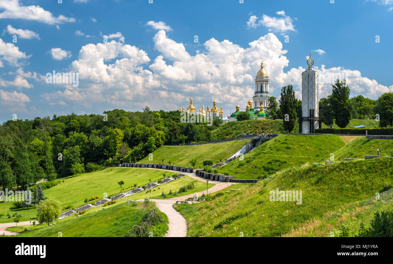 Kiev Pechersk Lavra Orthodox Monastery and Memorial to famine (h Stock Photo
