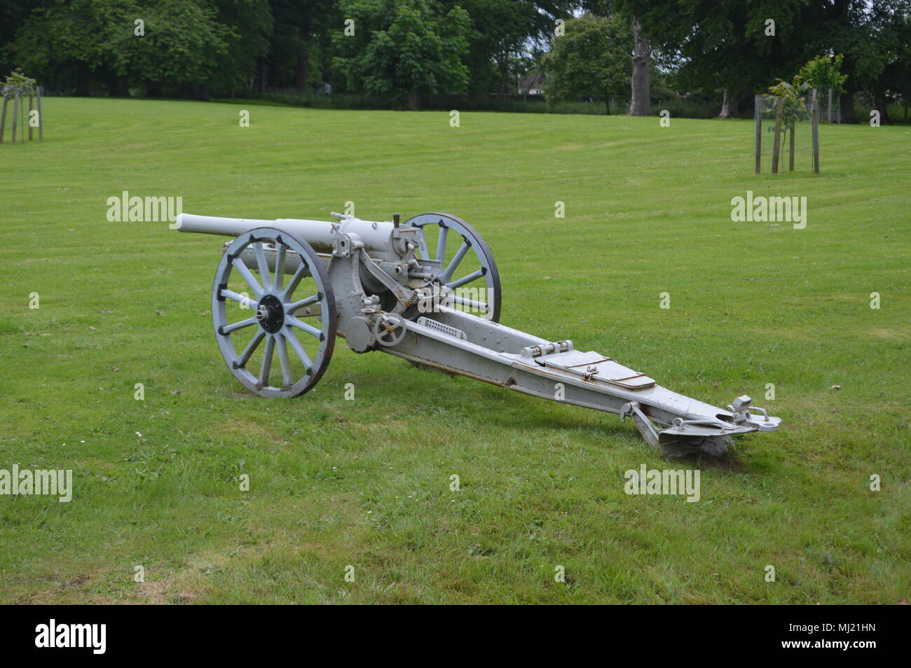 Ancient cannon, Earlshall Castle Gardens, Leuchars, Fife, Scotland Stock Photo