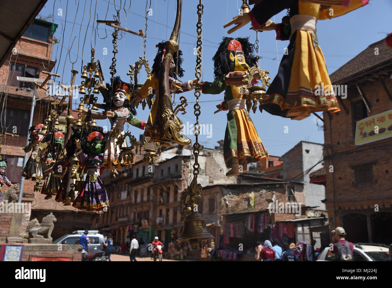 Traditional handicraft puppets in a shop in Bhaktapur, Nepal Stock Photo