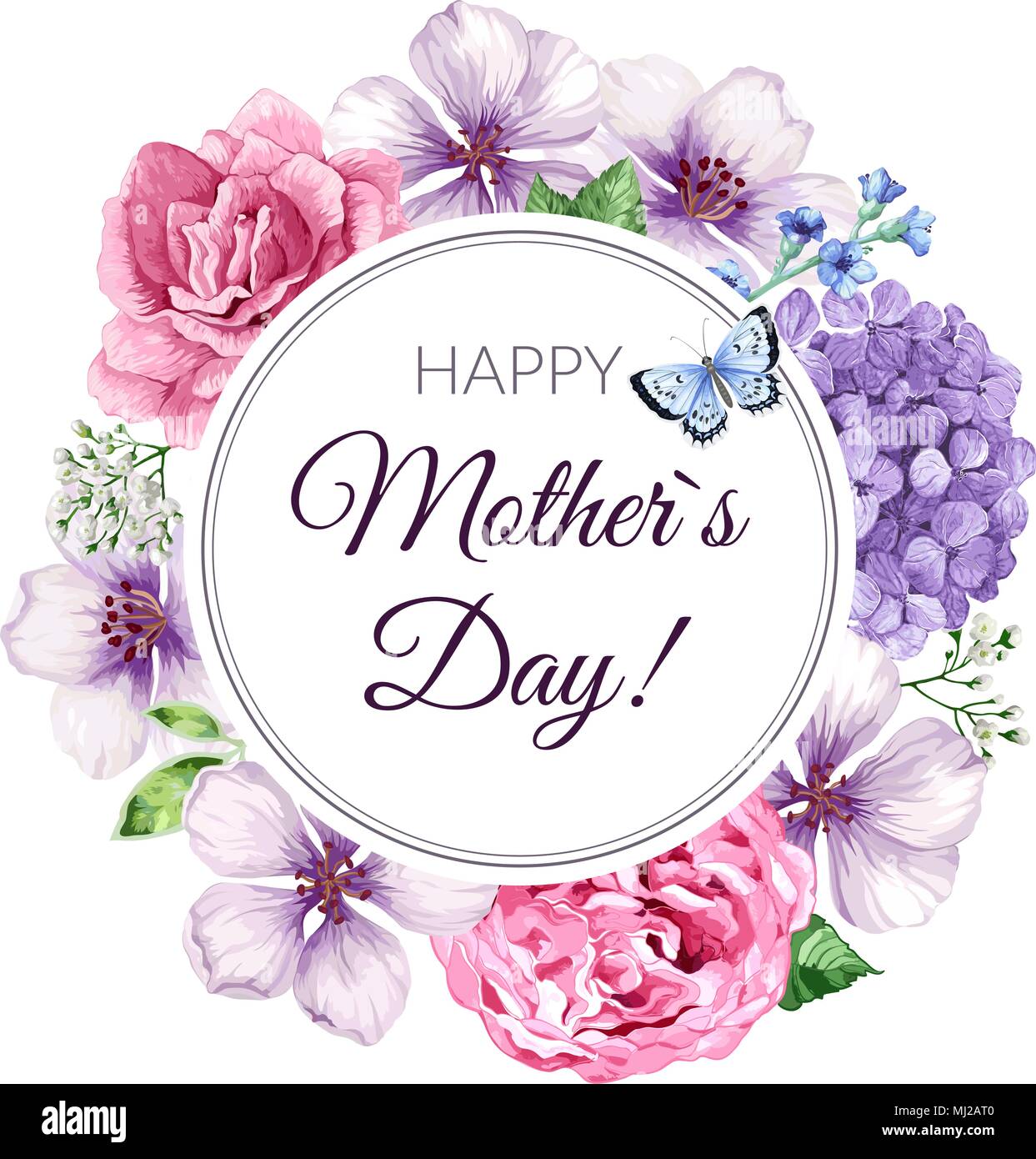 Happy Mother s Day greeting card on floral background. Congratulation card  design with flowers and lettering Stock Vector Image & Art - Alamy