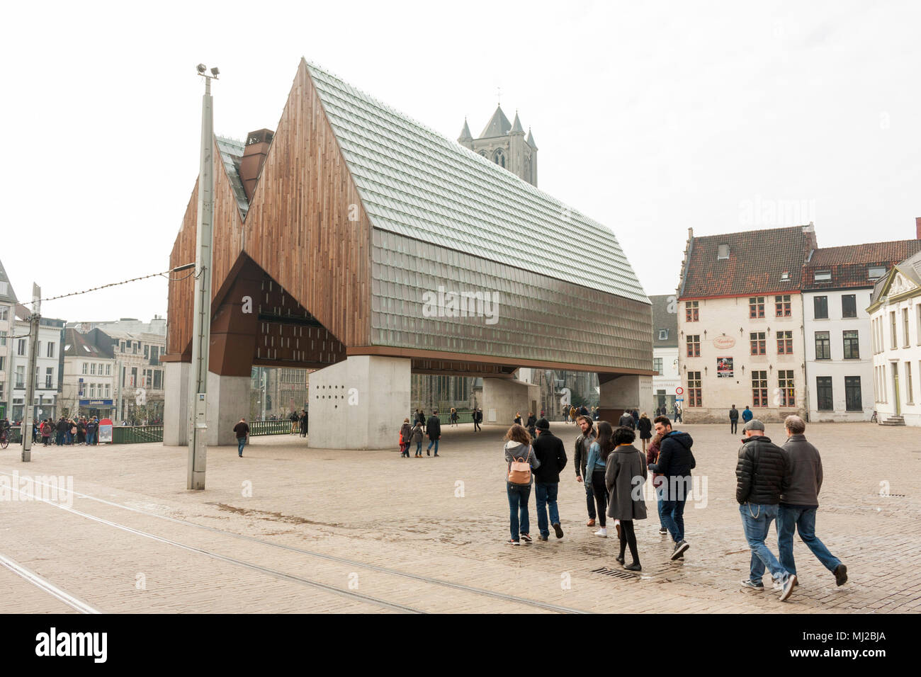 A view of the Stadshal (City Pavilion) from Botermarkt, Ghent, Belgium, 2018 Stock Photo