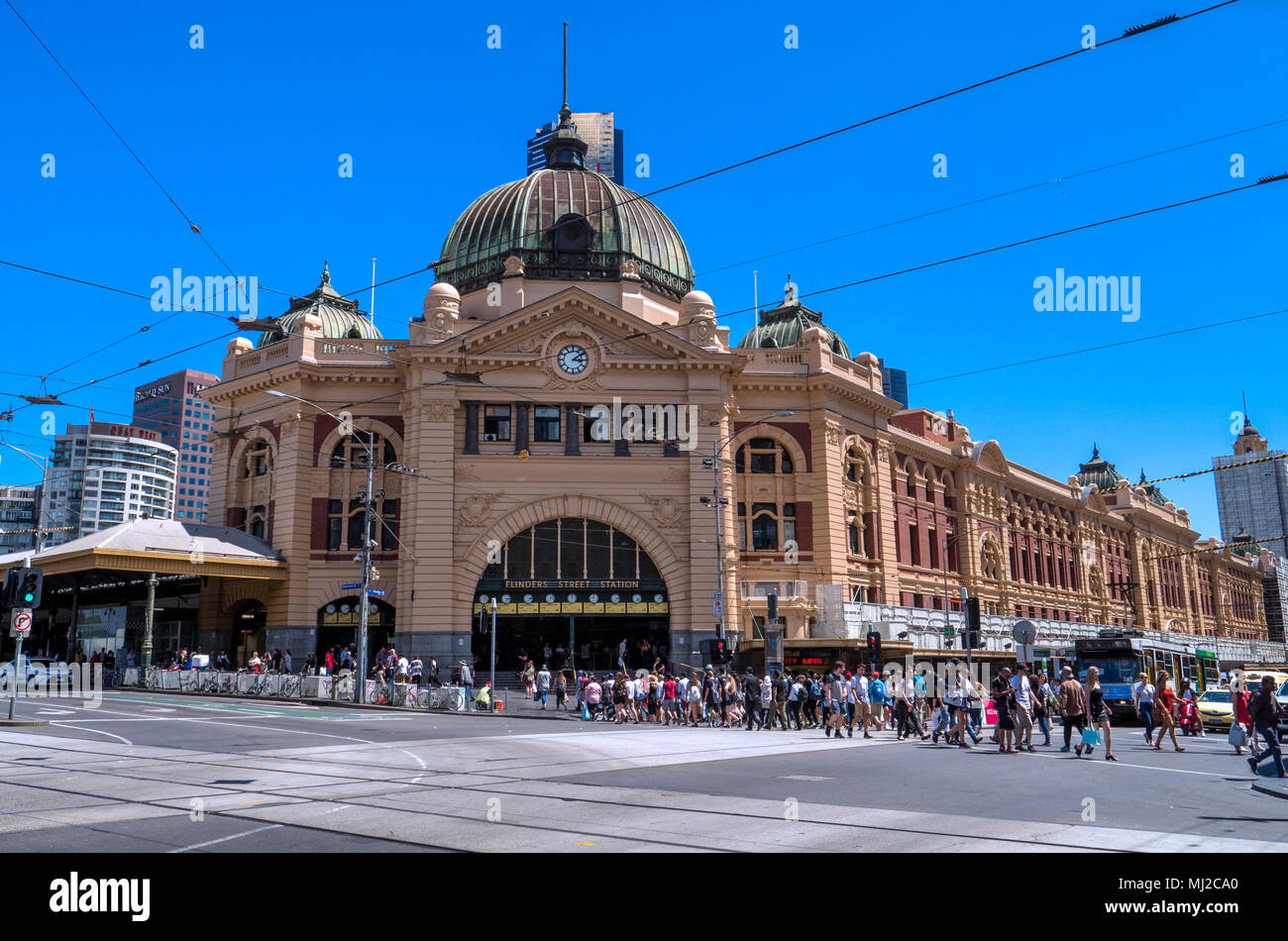 Entrance to Flinders Street Station, Flinders Street with Swanston Street, Melbourne, Victoria Entrance to Flinders Street Station, Flinders Street with Swanston Street, Melbourne, Victoria