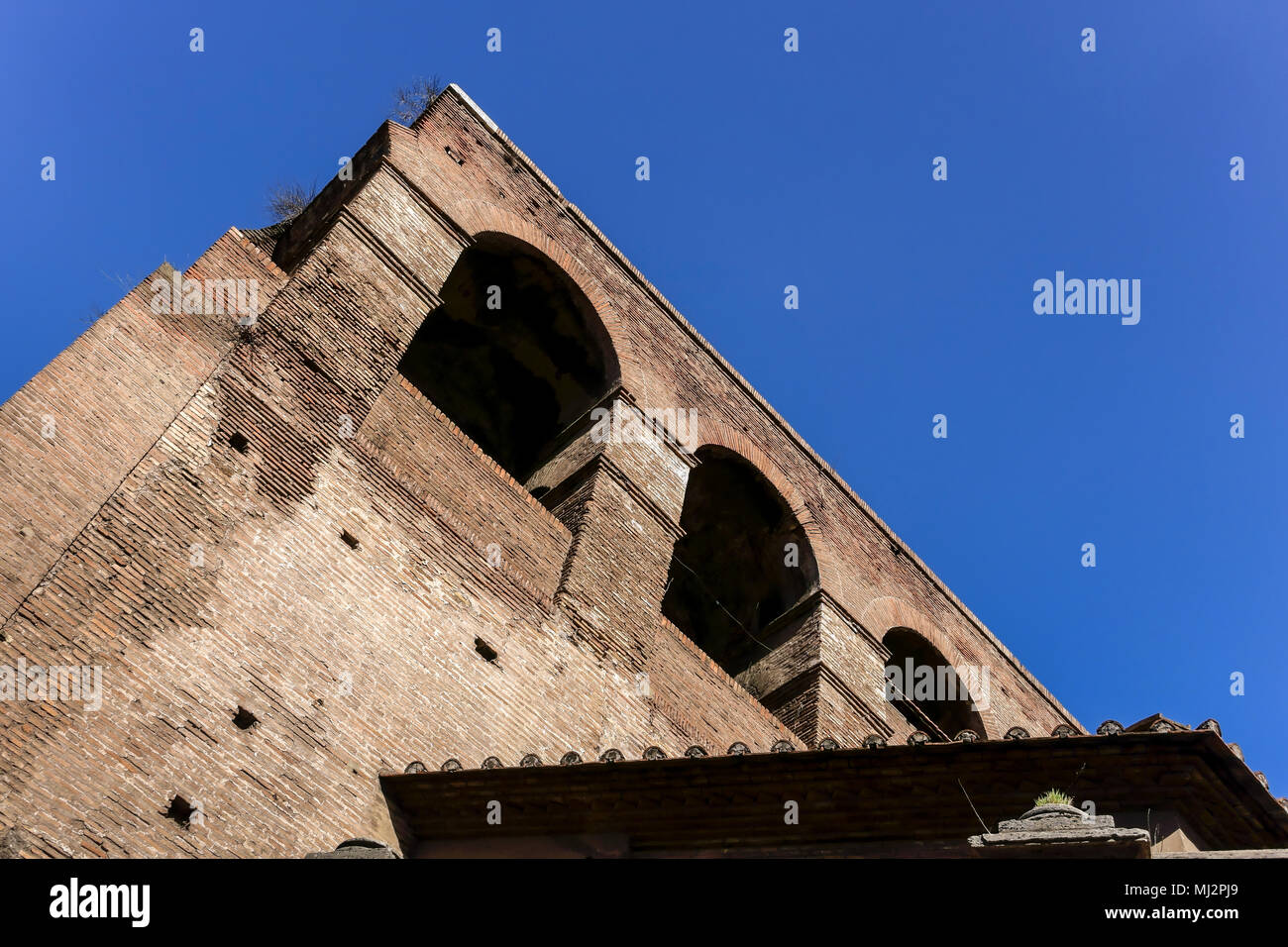 Aurelian Walls (Mura Aureliane), ancient Rome city walls, built by Emperor Aurelian in the 3rd century AD. Roman Empire heritage. Rome, Italy, Europe. Stock Photo