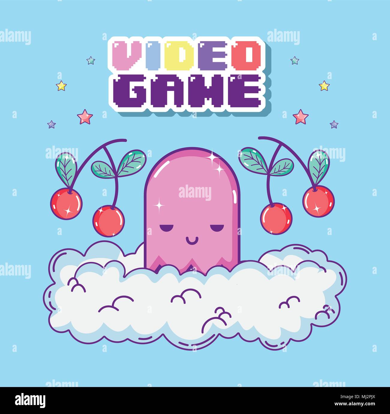 Pixelated retro videogame scenery Stock Vector