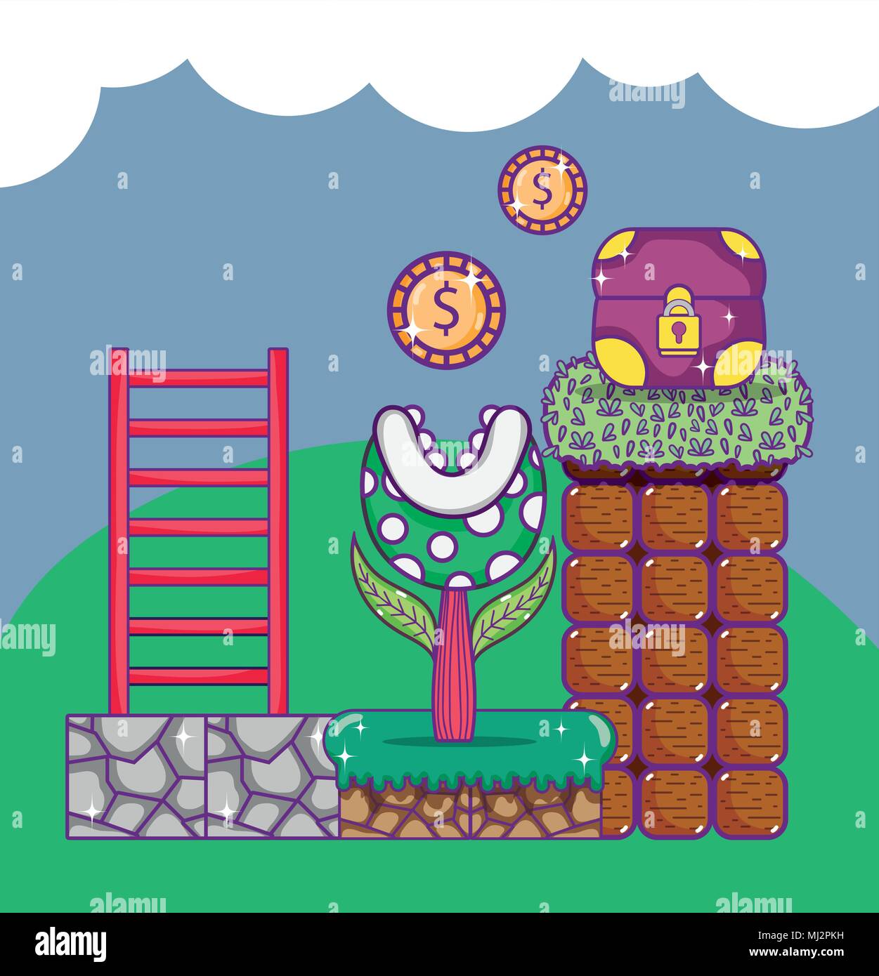 Pixelated retro videogame scenery Stock Vector Image & Art - Alamy