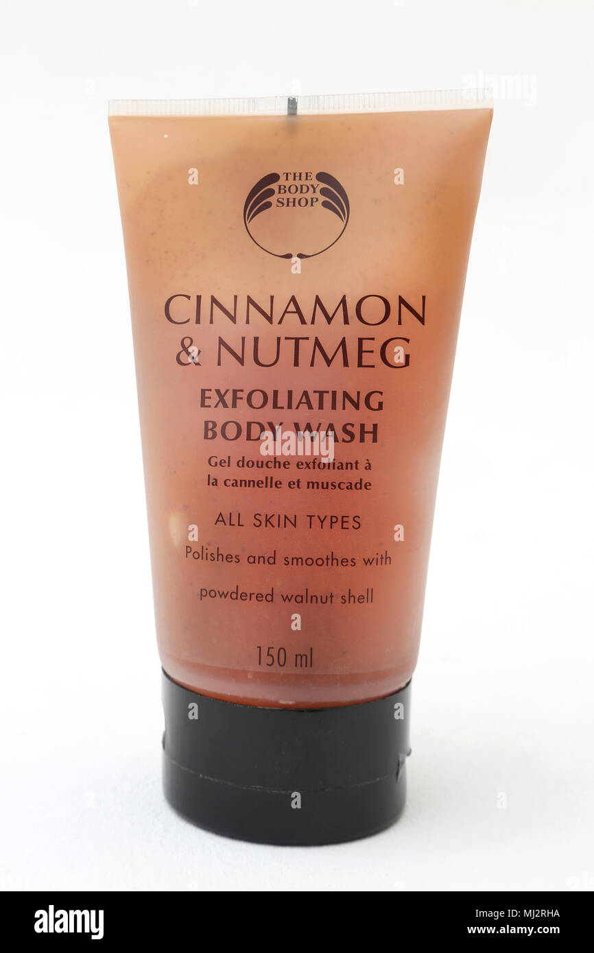 The Body Shop Cinnamon and Nutmeg Exfoliating Soap Free Body Wash Stock Photo