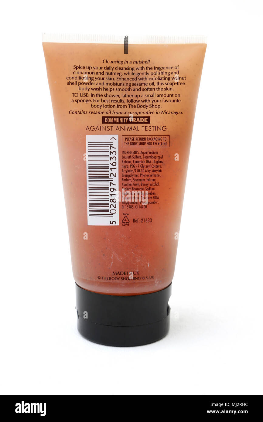The Body Shop Cinnamon and Nutmeg Exfoliating Soap Free Body Wash Stock Photo