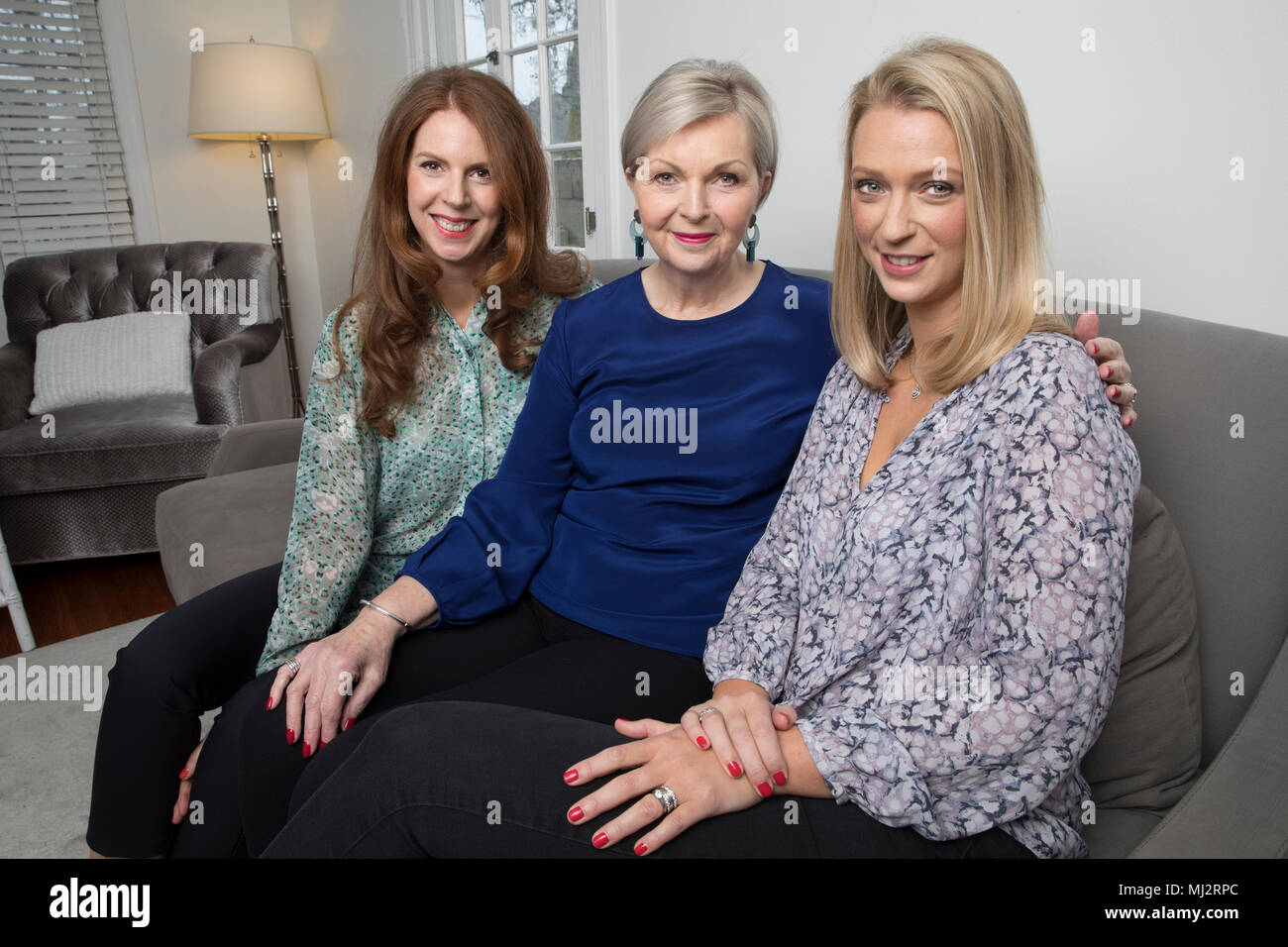 L-R Anna Cusden, Tricia Cusden and Suzy Stern of Look Fabulous Forever - Make up especially formulated for older women. Los Angeles California Stock Photo