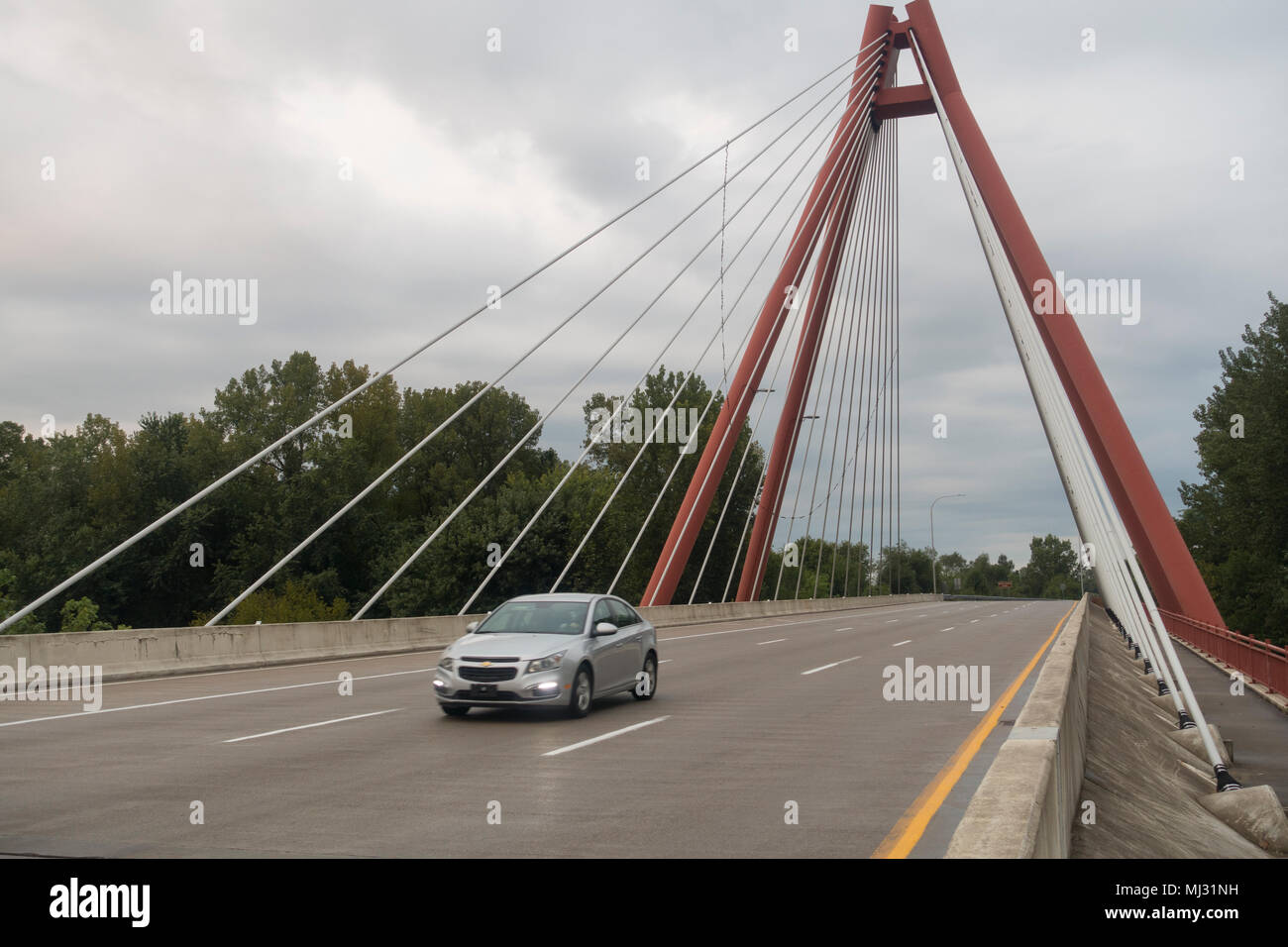 Robert Stewart Bridge in Columbus Indiana Stock Photo