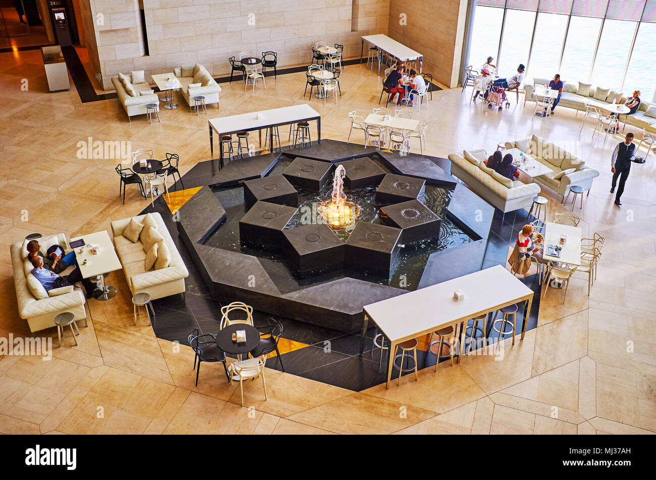 DOHA, QATAR FEBRUARY 13, 2018 The cozy lounge cafe in hall of